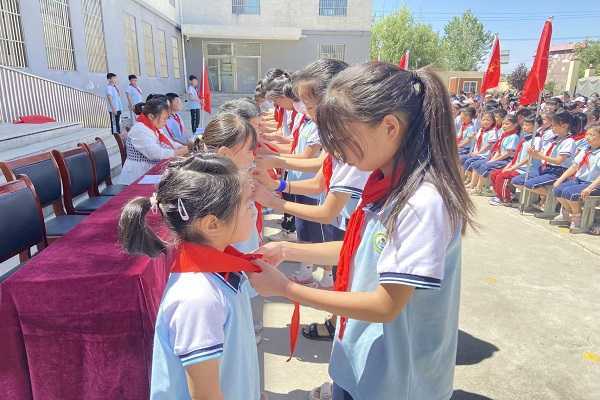 柏林镇鲁能希望小学举行少先队员入队仪式(图1)